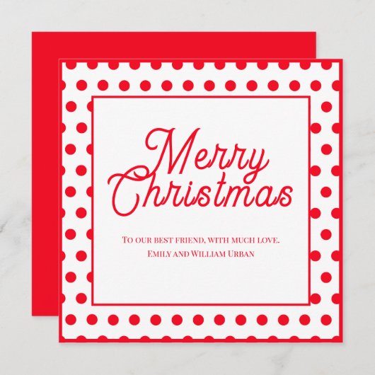 Colorful Red Polka Dots Merry Christmas Card (正面/裏面)