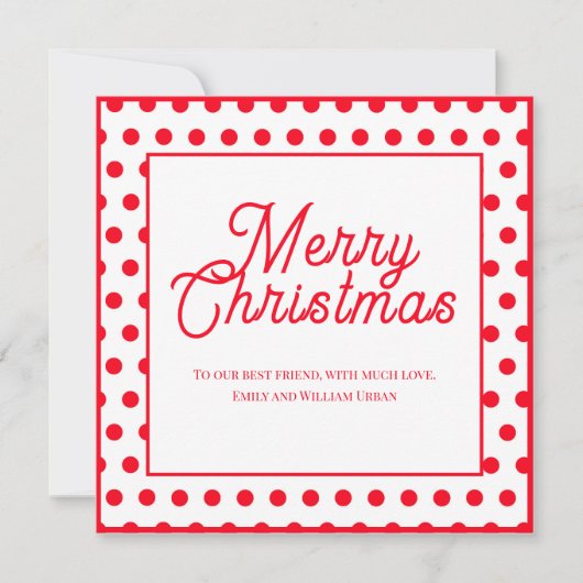 Colorful Red Polka Dots Merry Christmas Card (正面)