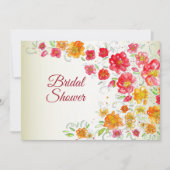 Colorful Red Yellow Pink Floral Bridal Shower 招待状 (正面)