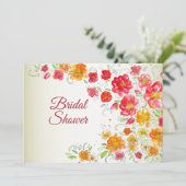 Colorful Red Yellow Pink Floral Bridal Shower 招待状 (スタンド正面)