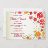 Colorful Red Yellow Pink Floral Bridal Shower 招待状 (裏面)