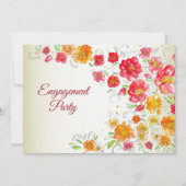 Colorful Red Yellow Pink Floral Engagement Party 招待状 (正面)