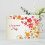 Colorful Red Yellow Pink Floral Engagement Party 招待状 (スタンド正面)