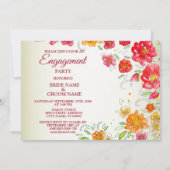 Colorful Red Yellow Pink Floral Engagement Party 招待状 (裏面)