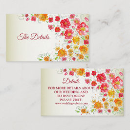 Colorful Red Yellow Pink Floral Wedding Detail Enc エンクロージャーカード