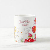 Colorful Red Yellow Pink Floral Wedding Party コーヒーマグカップ (中央)