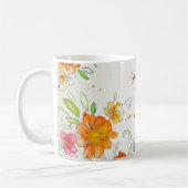 Colorful Red Yellow Pink Floral Wedding Party コーヒーマグカップ (左)