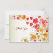 Colorful Red Yellow Pink Floral Wedding Party サンキューカード (正面)