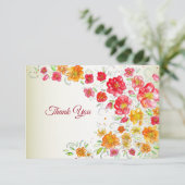 Colorful Red Yellow Pink Floral Wedding Party サンキューカード (スタンド正面)