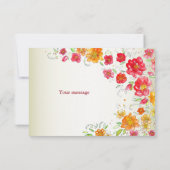 Colorful Red Yellow Pink Floral Wedding Party サンキューカード (裏面)