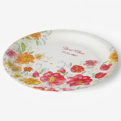 Colorful Red Yellow Pink Floral Wedding Party ペーパープレート (アングル)