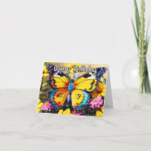 Colorful Resting Butterfly Design Happy Birthday カード (正面)