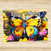 Colorful Resting Butterfly Design Happy Birthday カード