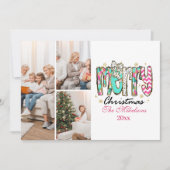 Colorful Retro 3 Photo Merry Christmas シーズンカード (正面)