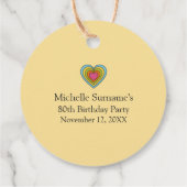 Colorful Retro 60s Party 80th Birthday Thank You フェイバータグ (裏面)