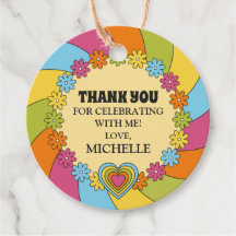 Colorful Retro 60s Party 80th Birthday Thank You