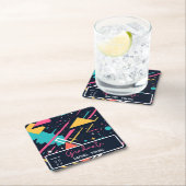 Colorful Retro 80's Graduation Party スクエアペーパーコースター (インサイチュ)