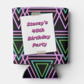 Colorful Retro 80's Neon Geometric 40th Birthday 缶クーラー (裏面)