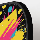 Colorful Retro 80's Splatter Pattern Monogram Name ピックルボールラケット (左詳細)