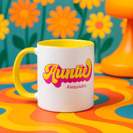 Colorful Retro Auntie Custom Name Mug マグカップ