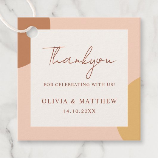 Colorful Retro Bohemian Arches Thank You Wedding フェイバータグ (正面)