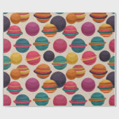 Colorful Retro Candy Planet Pattern Wrapping Paper ラッピングペーパー (フラット)