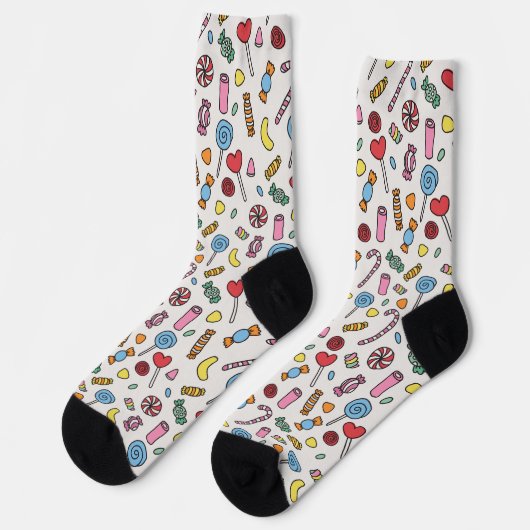 Colorful Retro Cartoon Candy Pattern Socks ソックス (左)