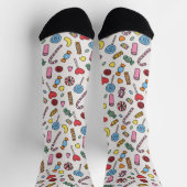Colorful Retro Cartoon Candy Pattern Socks ソックス (上部)