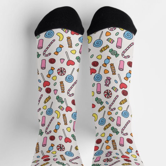 Colorful Retro Cartoon Candy Pattern Socks ソックス (上部)