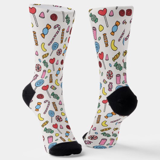 Colorful Retro Cartoon Candy Pattern Socks ソックス (傾斜あり)