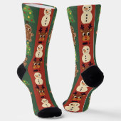 Colorful Retro Christmas Crew Socks ソックス (傾斜あり)
