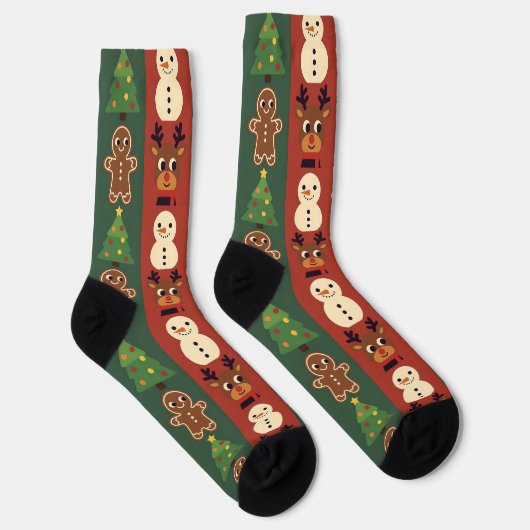 Colorful Retro Christmas Crew Socks ソックス (右)