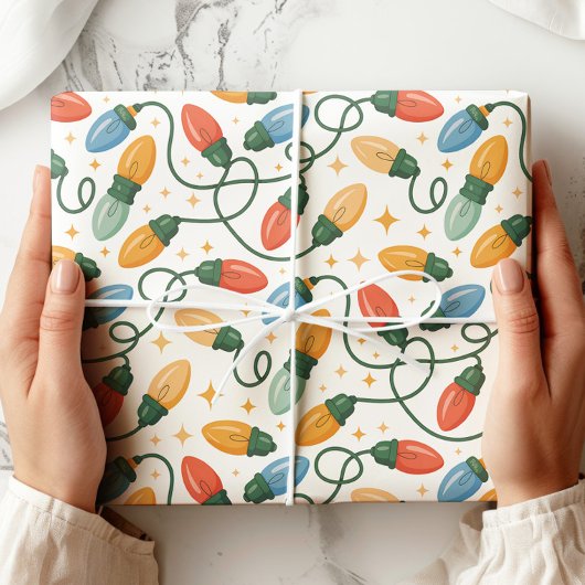 Colorful Retro Christmas Lights ラッピングペーパー