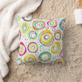 Colorful Retro Circle Pattern Throw Pillow クッション (ブランケット)