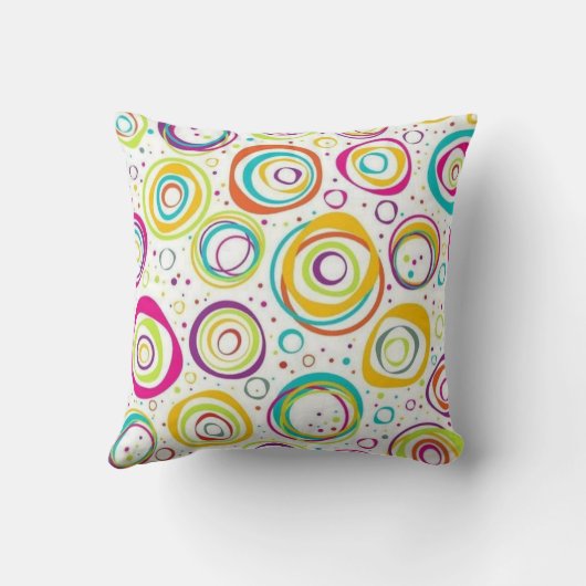 Colorful Retro Circle Pattern Throw Pillow クッション (裏面)