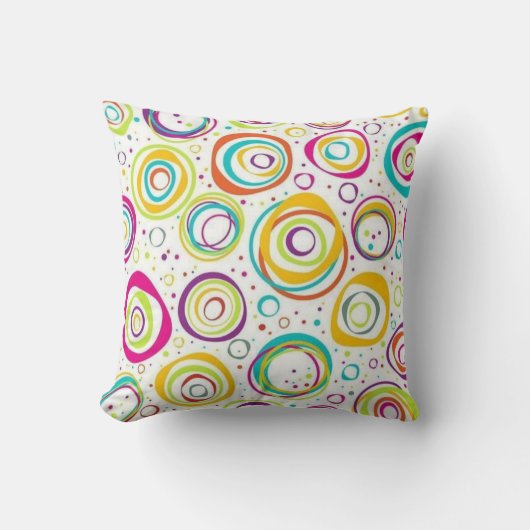 Colorful Retro Circle Pattern Throw Pillow クッション (正面)