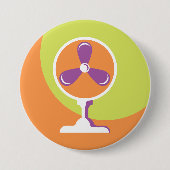 Colorful Retro Electric Fan Summer Pop Art 缶バッジ (正面)