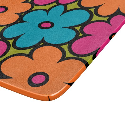 Colorful Retro Floral Pattern カッティングボード (角)