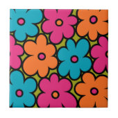 Colorful Retro Floral Pattern タイル (正面)