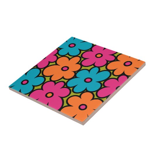 Colorful Retro Floral Pattern タイル (側面)