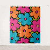 Colorful Retro Floral Pattern タペストリー (正面)