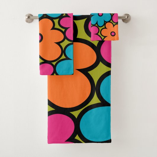 Colorful Retro Floral Pattern バスタオルセット (インサイチュ)