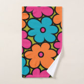 Colorful Retro Floral Pattern バスタオルセット (ハンドタオル)
