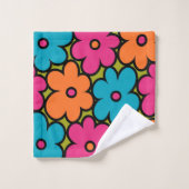 Colorful Retro Floral Pattern バスタオルセット (ウォッシュタオル)
