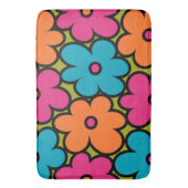 Colorful Retro Floral Pattern バスマット (正面縦)