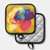 Colorful Retro Floral Rose Kitchen 鍋敷き (正面/裏面)