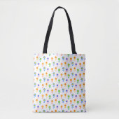 Colorful Retro Flower Pattern Pop Art Daisy トートバッグ (正面)