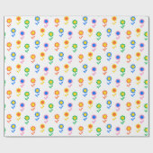 Colorful Retro Flower Pattern Pop Art Daisy Design ラッピングペーパー (フラット)