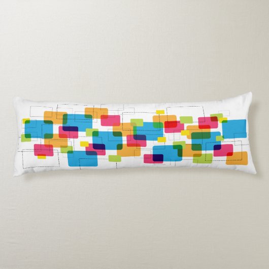 Colorful Retro Geometric Rectangles Pattern ボディピロー (裏面)