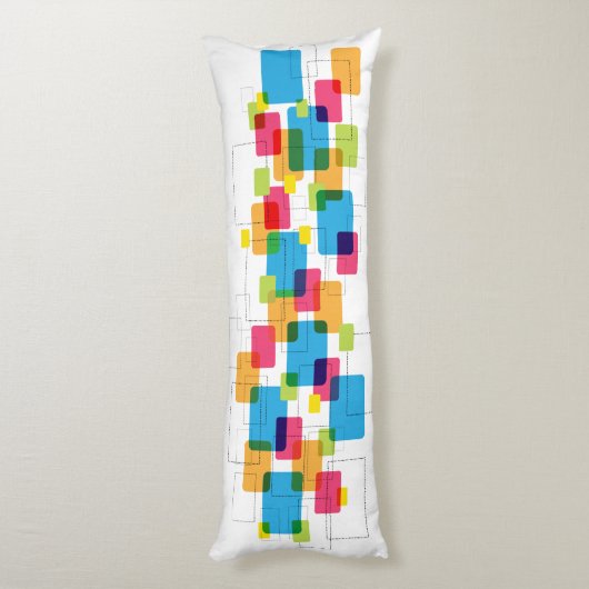 Colorful Retro Geometric Rectangles Pattern ボディピロー (裏面 (縦))